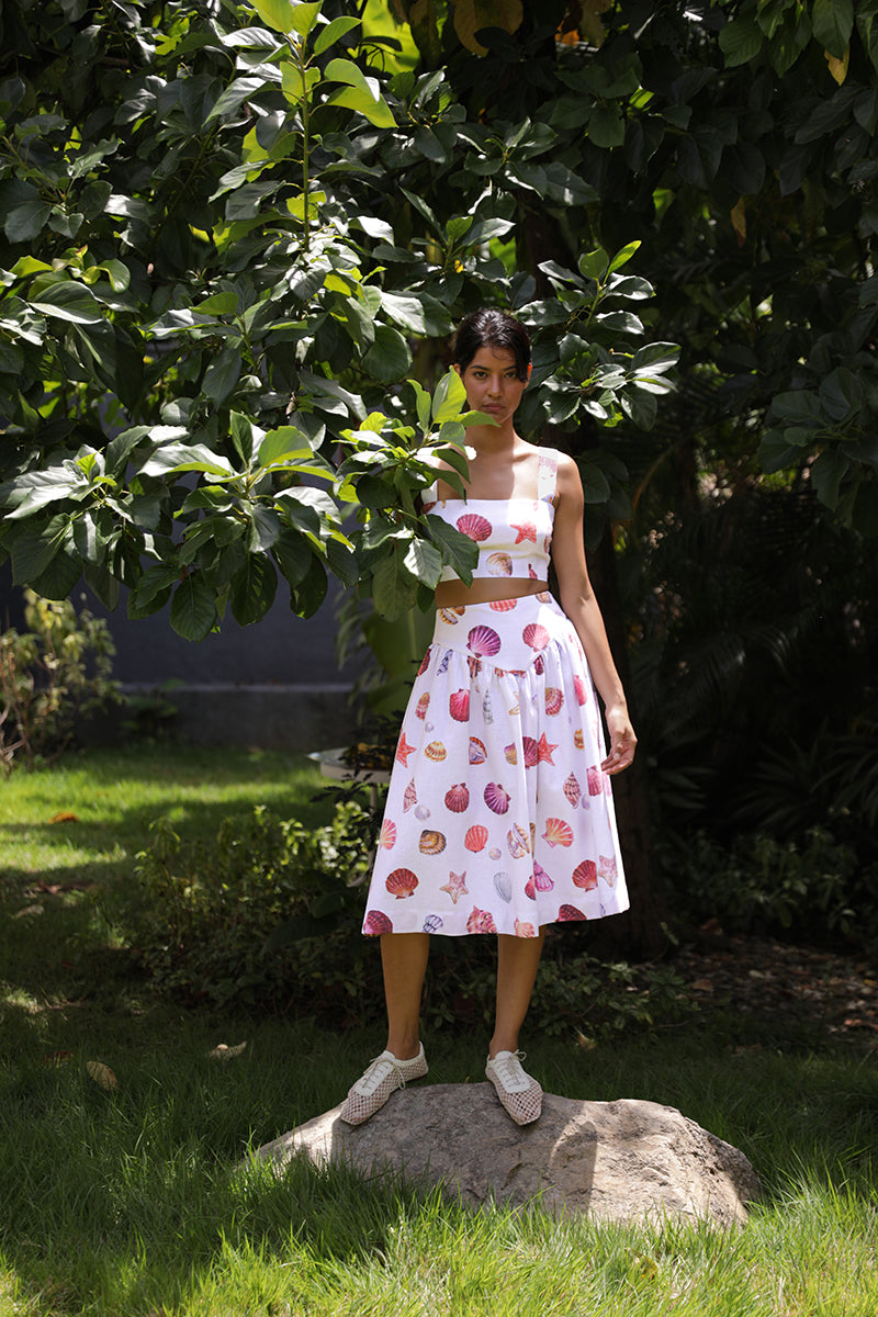Sotavento Top – Conchitas in White Print