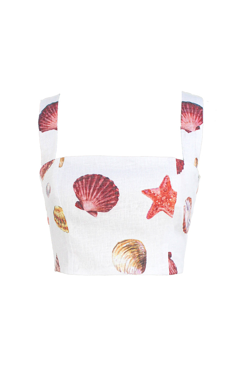 Sotavento Top – Conchitas in White Print