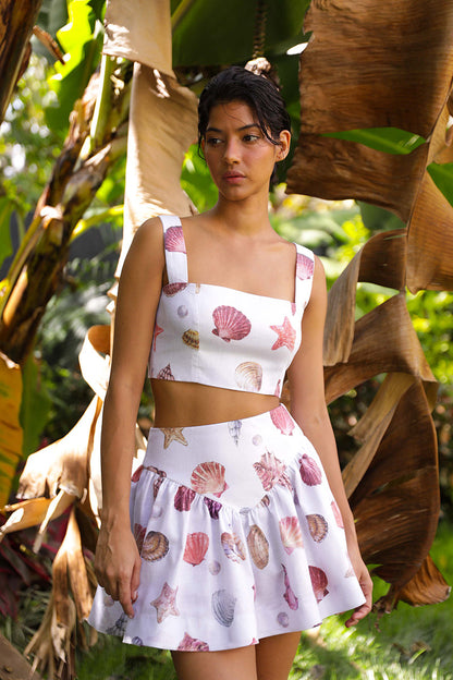 Sotavento Top – Conchitas in White Print